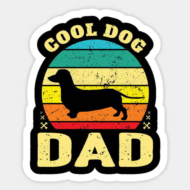 Retro Cool Weiner Dog Dad Sticker by pa2rok